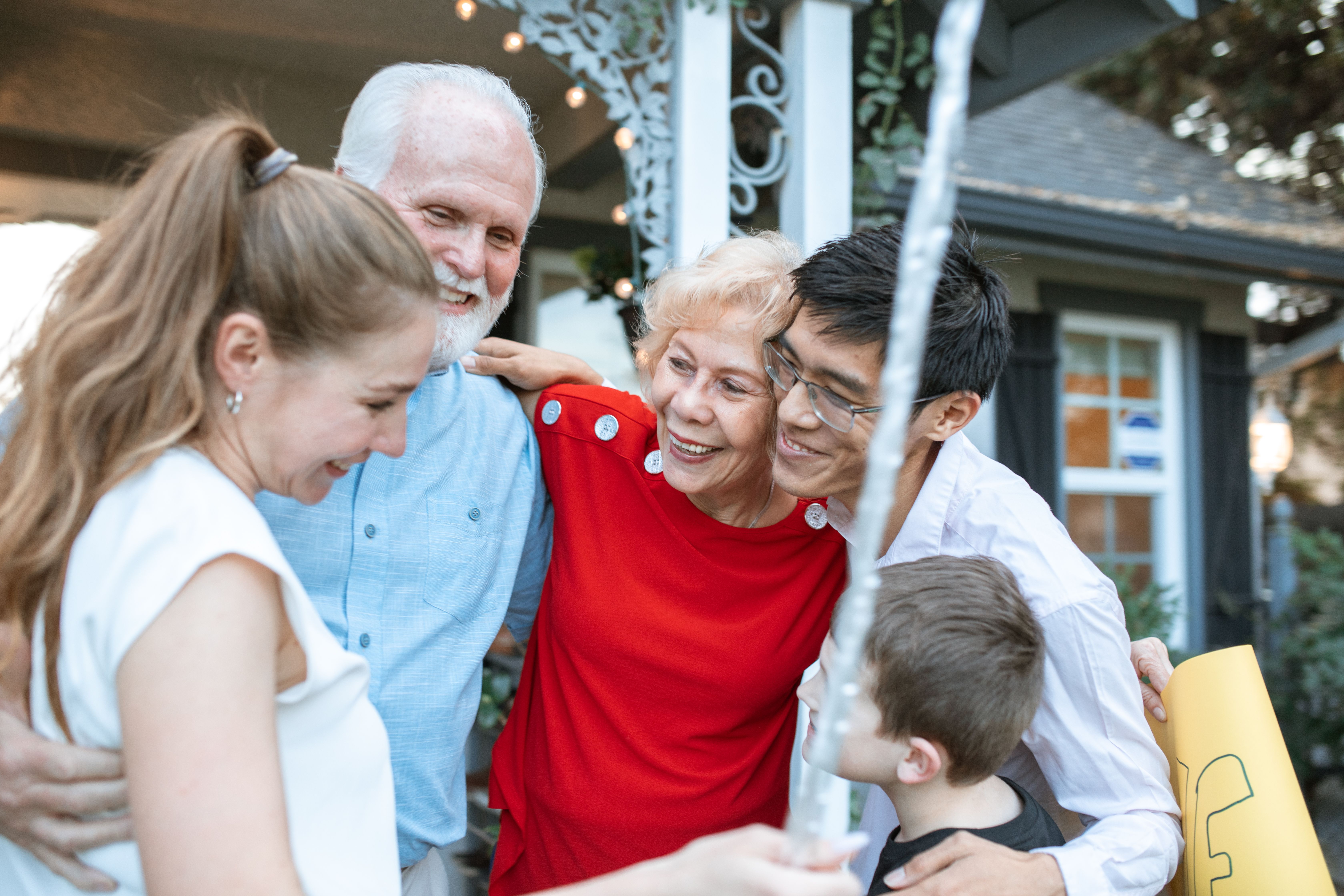 Family members of different generations celebrating together